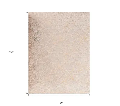 2' X 3' Beige and Gold Faux Fur Abstract Shag Non Skid Area Rug
