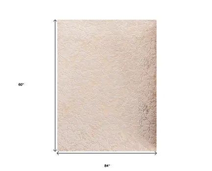 5' X 7' Beige and Gold Faux Fur Abstract Shag Non Skid Area Rug