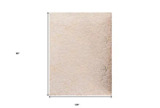 8' X 11' Beige and Gold Faux Fur Abstract Shag Non Skid Area Rug