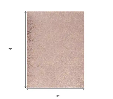 4' X 6' Pink and Gold Faux Fur Abstract Shag Non Skid Area Rug