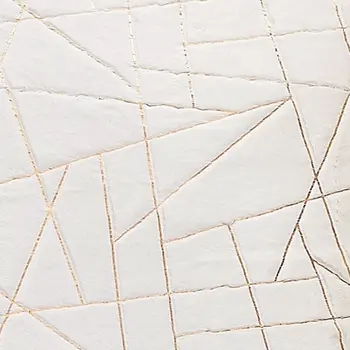 4' X 6' White and Gold Faux Fur Abstract Shag Non Skid Area Rug