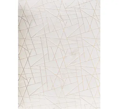 5' X 7' White and Gold Faux Fur Abstract Shag Non Skid Area Rug