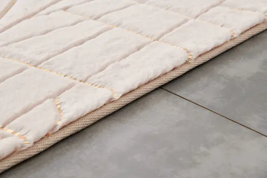 4' X 6' Beige and Gold Faux Fur Abstract Shag Non Skid Area Rug