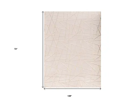 6' X 9' Beige and Gold Faux Fur Abstract Shag Non Skid Area Rug