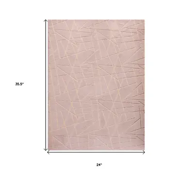 2' X 3' Pink and Gold Faux Fur Abstract Shag Non Skid Area Rug