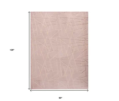 8' X 11' Pink and Gold Faux Fur Abstract Shag Non Skid Area Rug