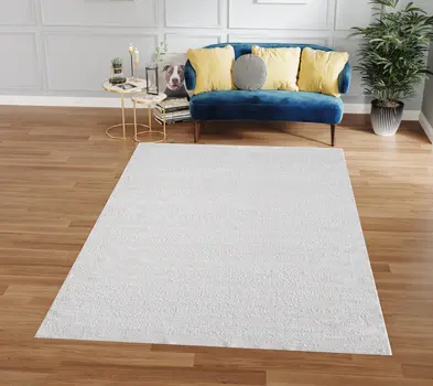 10' White Abstract Washable Runner Rug