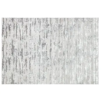 3' X 5' Silver Gray And Off White Abstract Washable Area Rug
