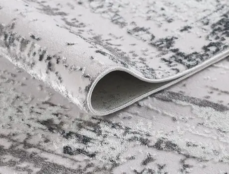 10' Gray Off White And Silver Abstract Washable Runner Rug