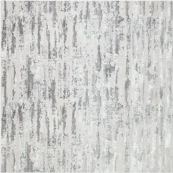 10' Gray Off White And Silver Abstract Washable Runner Rug