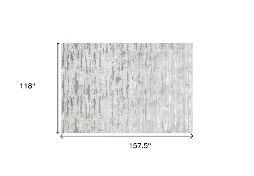 10' X 13' Silver Gray And Off White Abstract Washable Area Rug