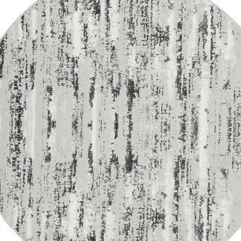 4' Silver Gray And Off White Abstract Washable Round Rug