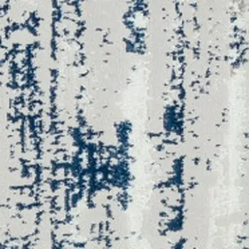 7' Navy Blue Gray And Off White Abstract Washable Round Rug