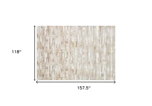 10' X 13' Beige Ivory And Off White Abstract Washable Area Rug