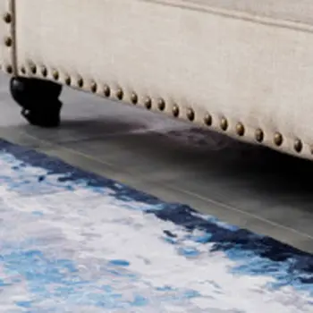 5' X 7' Blue and Yellow Abstract Printed Washable Non Skid Area Rug