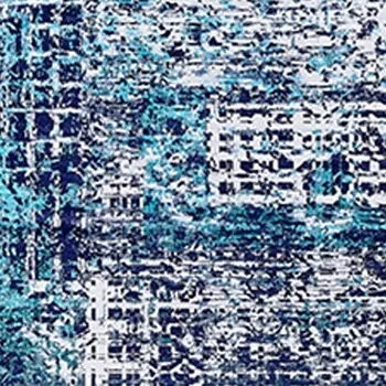 3' X 5' Blue and Silver Abstract Shag Printed Washable Non Skid Area Rug