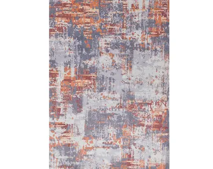 4' X 6' Gray and Brown Abstract Shag Printed Washable Non Skid Area Rug