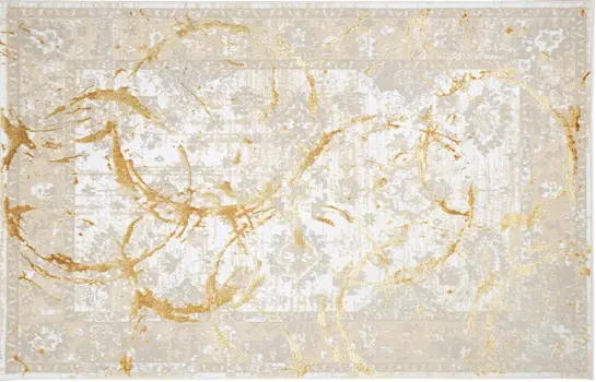 3' X 5' Beige and Gold Abstract Area Rug