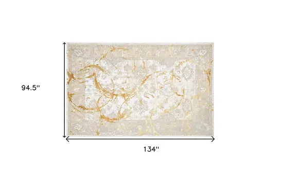 8' X 11' Beige and Gold Abstract Area Rug