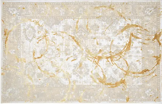 8' X 11' Beige and Gold Abstract Area Rug