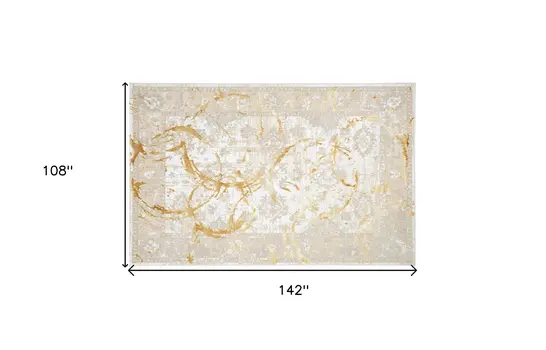 9' X 12' Beige and Gold Abstract Area Rug