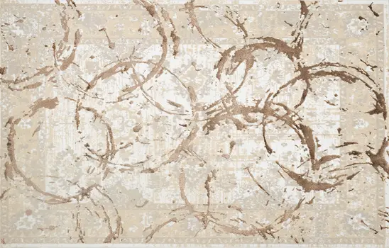 5' X 8' Beige and Gold Abstract Area Rug
