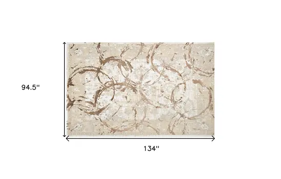 8' X 11' Beige and Gold Abstract Area Rug