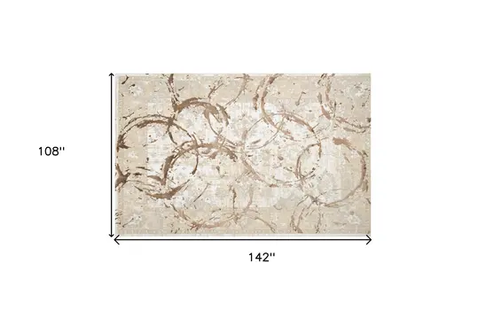 9' X 12' Beige and Gold Abstract Area Rug