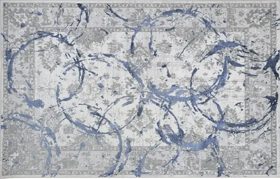 4' X 6' Ivory Blue And Gray Abstract Area Rug