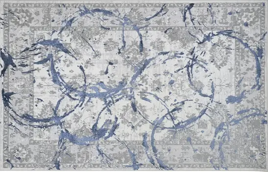 9' X 12' Ivory Blue And Gray Abstract Area Rug