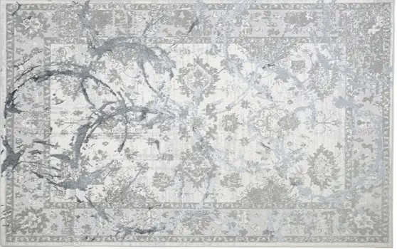 8' X 11' Gray and Silver Abstract Area Rug