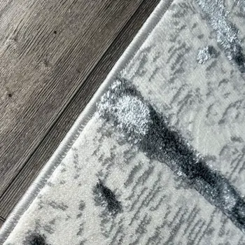 8' X 11' Gray and Silver Abstract Area Rug