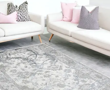 8' X 11' Gray and Silver Abstract Area Rug