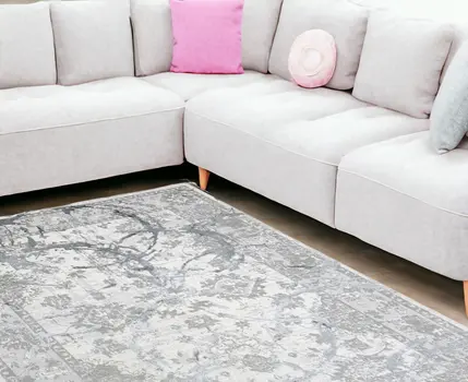 9' X 12' Gray and Silver Abstract Area Rug
