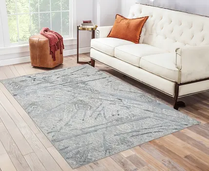 5' X 8' Gray and Silver Abstract Area Rug