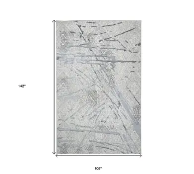 9' X 12' Gray and Silver Abstract Area Rug