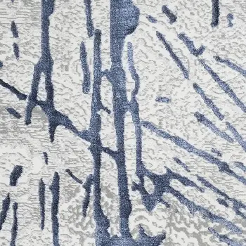 4' X 6' Ivory and Blue Abstract Area Rug