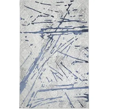 5' X 8' Ivory and Blue Abstract Area Rug