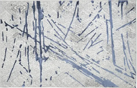8' X 11' Ivory and Blue Abstract Area Rug