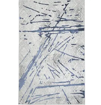 9' X 12' Ivory and Blue Abstract Area Rug