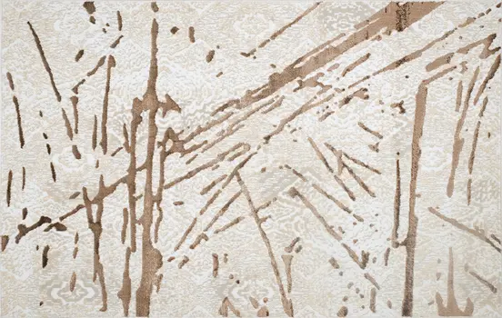 8' X 11' Ivory and Brown Abstract Area Rug