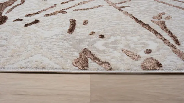 9' X 12' Ivory and Brown Abstract Area Rug