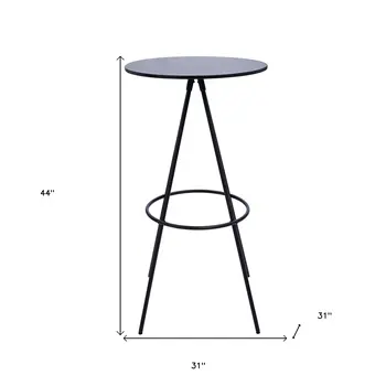 31" Black Rounded Wood and Iron Bar Table