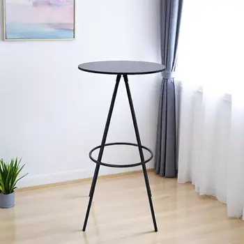31" Black Rounded Wood and Iron Bar Table