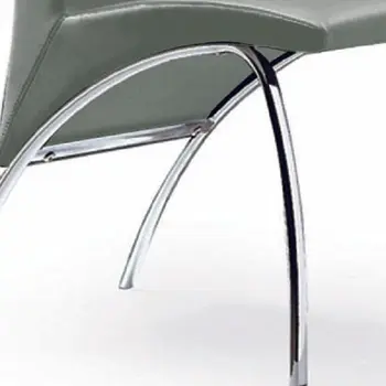 Set of Two Gray and Silver Upholstered Faux Leather Dining Side Chairs