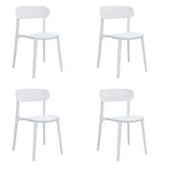 Set of Four White Heavy Duty Plastic Dining Side Chairs