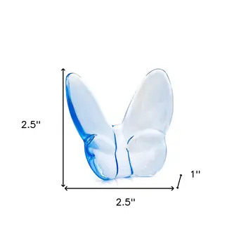 3" Aqua Crystal Butterfly Figurine Tabletop Sculpture