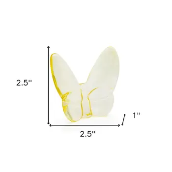 3" Light Yellow Crystal Butterfly Figurine Tabletop Sculpture
