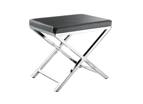 21" Charcoal and Silver Faux Leather Vanity Chair