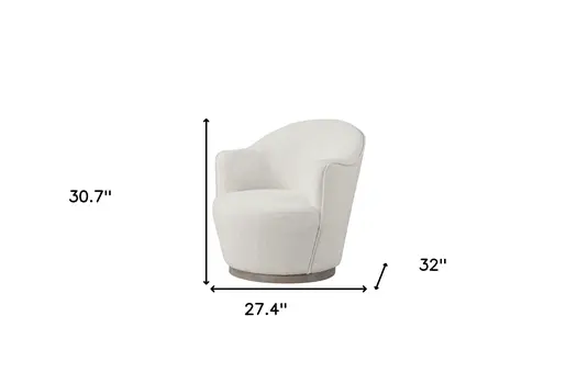 27" Off White Fabric Swivel Barrel Chair